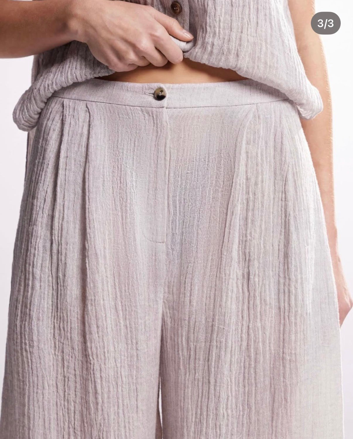 Deliora — Ensemble léger lin pour femme beige - Deliora