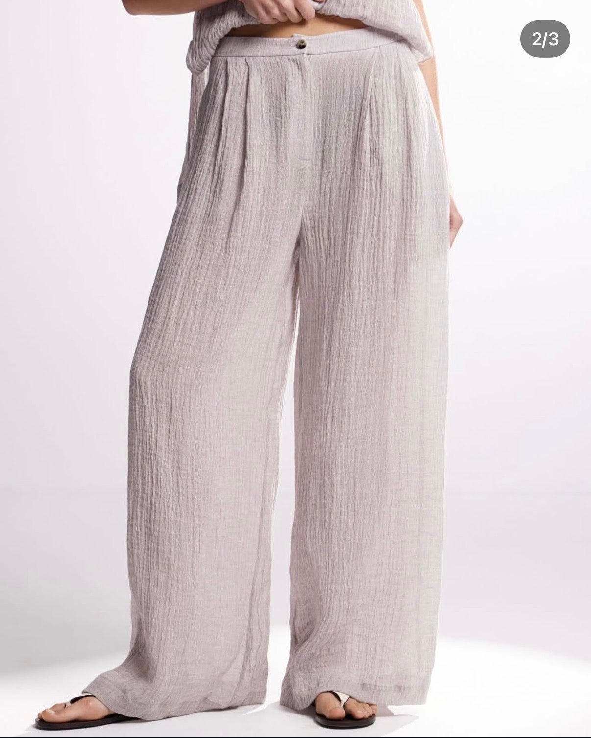 Deliora — Ensemble léger lin pour femme beige - Deliora